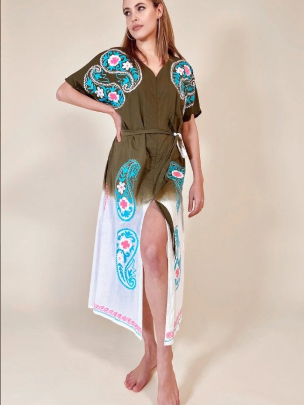 NWT DEBBIE KATZ Anais Cover-up Bohemian Paisley Embroidered Dress